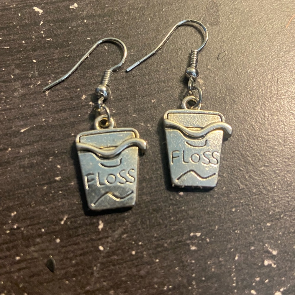 Silver Floss Drop and Dangle Earrings.